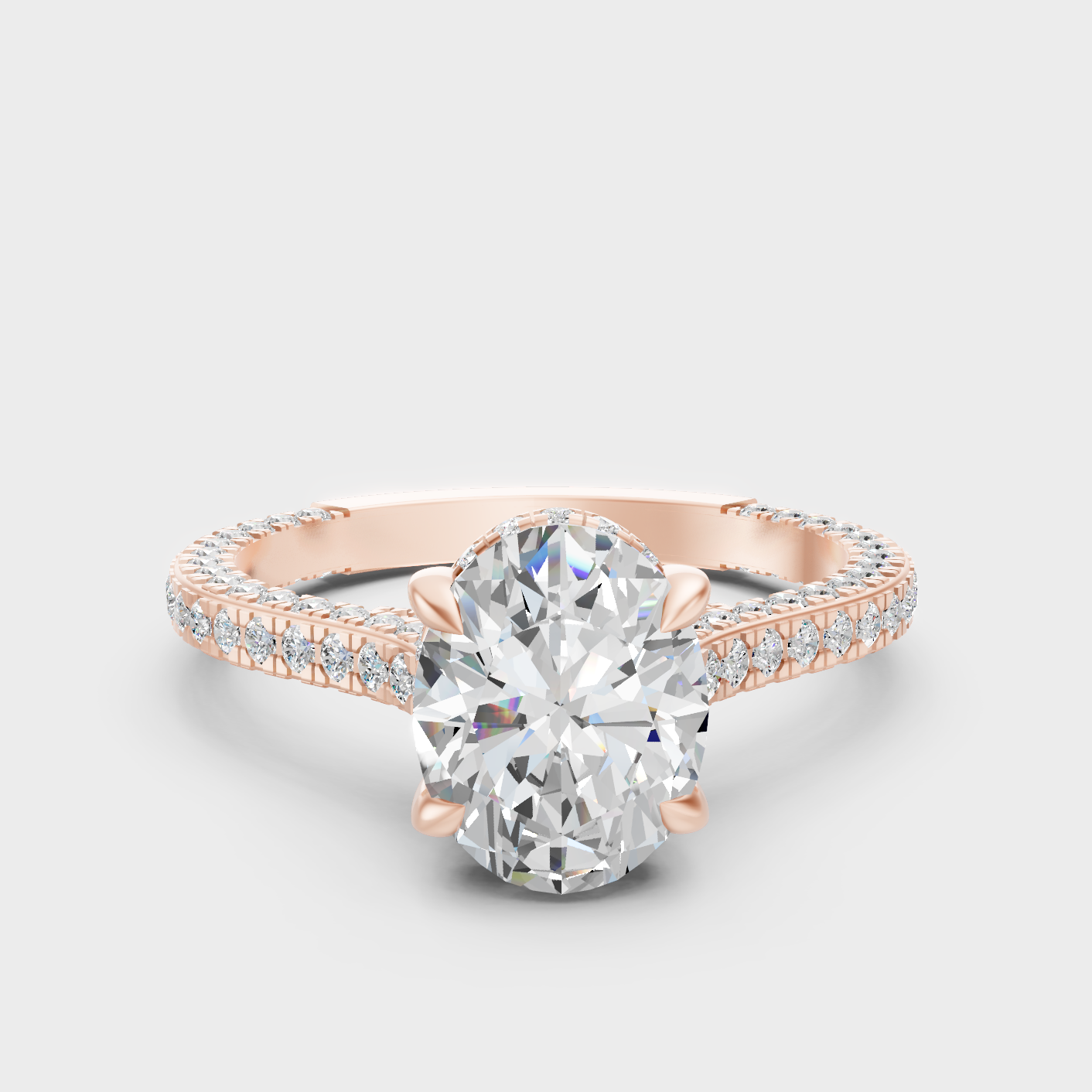 Contemporary Oval Lab Diamond Halo Ring In Rose Gold